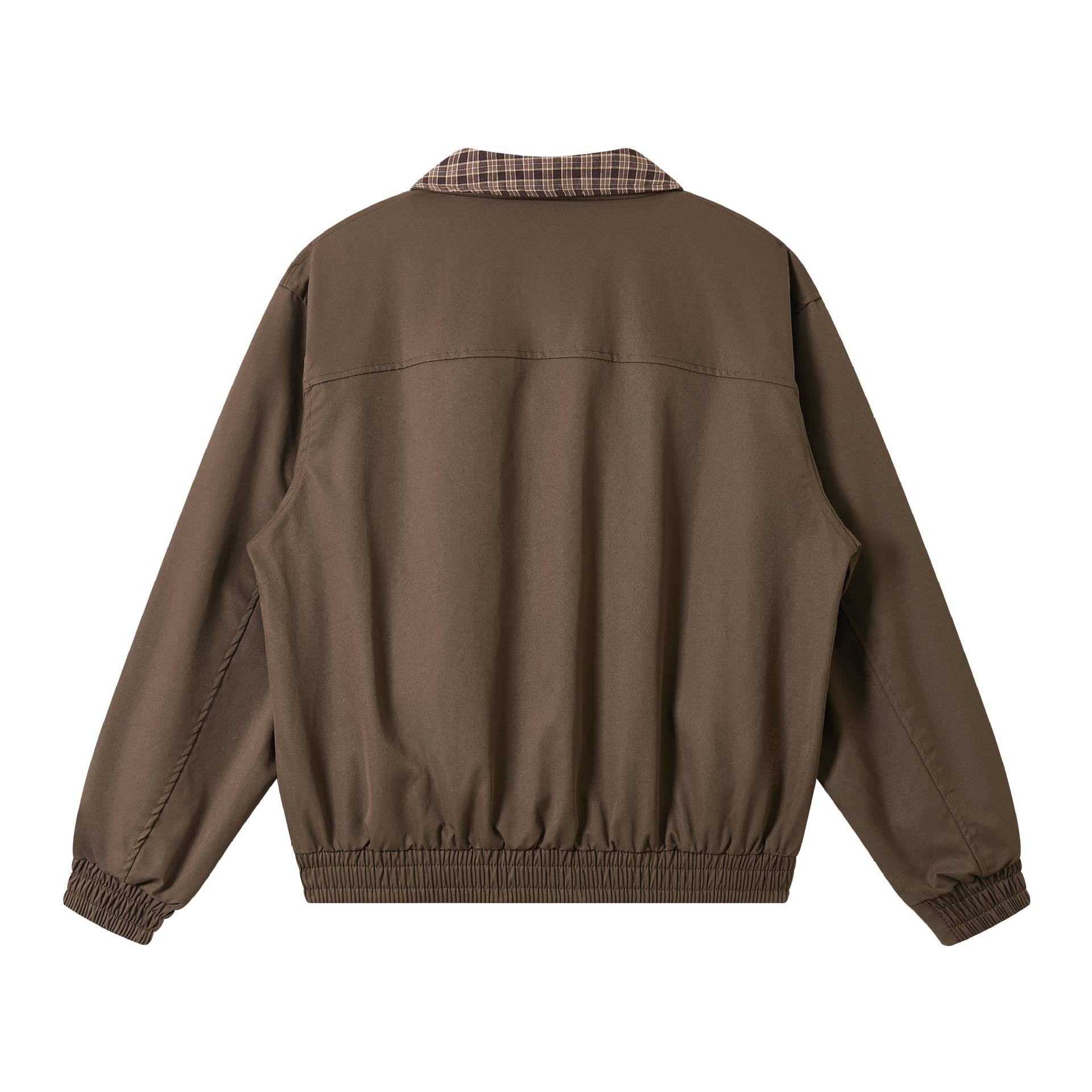 Men's Oversize Blouson Jacket with Check Collar and Flap Pockets Chichicherry