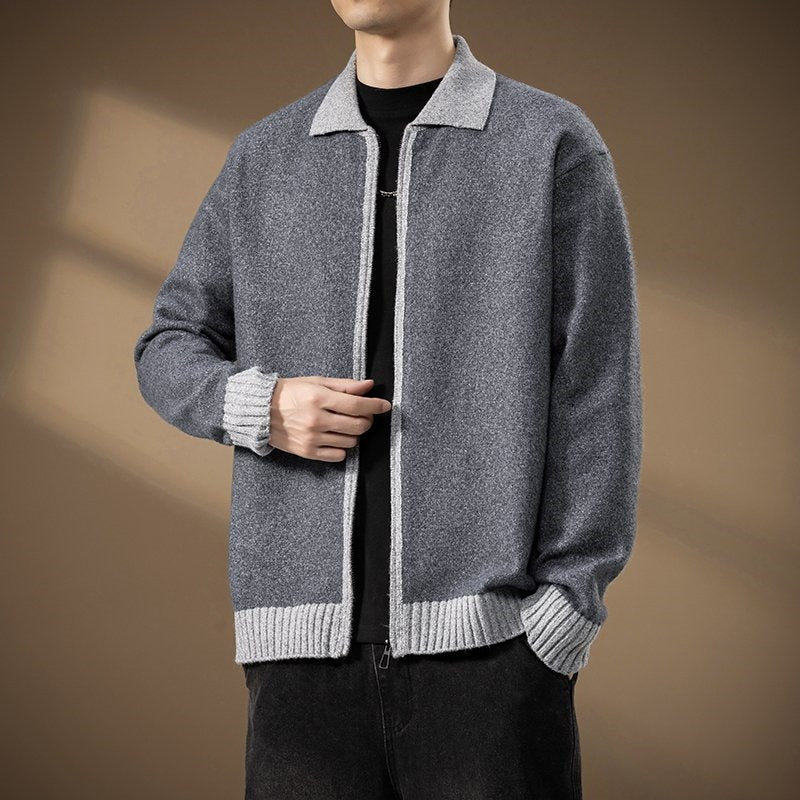 Men's cardigan with full zip and contrasting ribbed hem Chichicherry