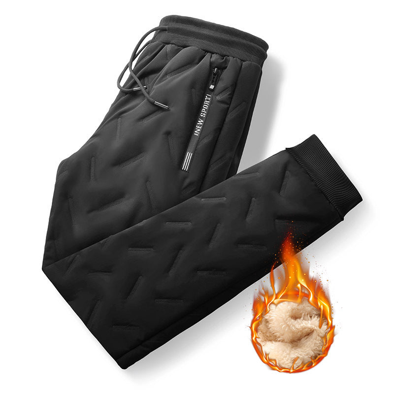 Men's Padded Thermal Jogging Pants with Quilted Texture and Teddy Lining Chichicherry
