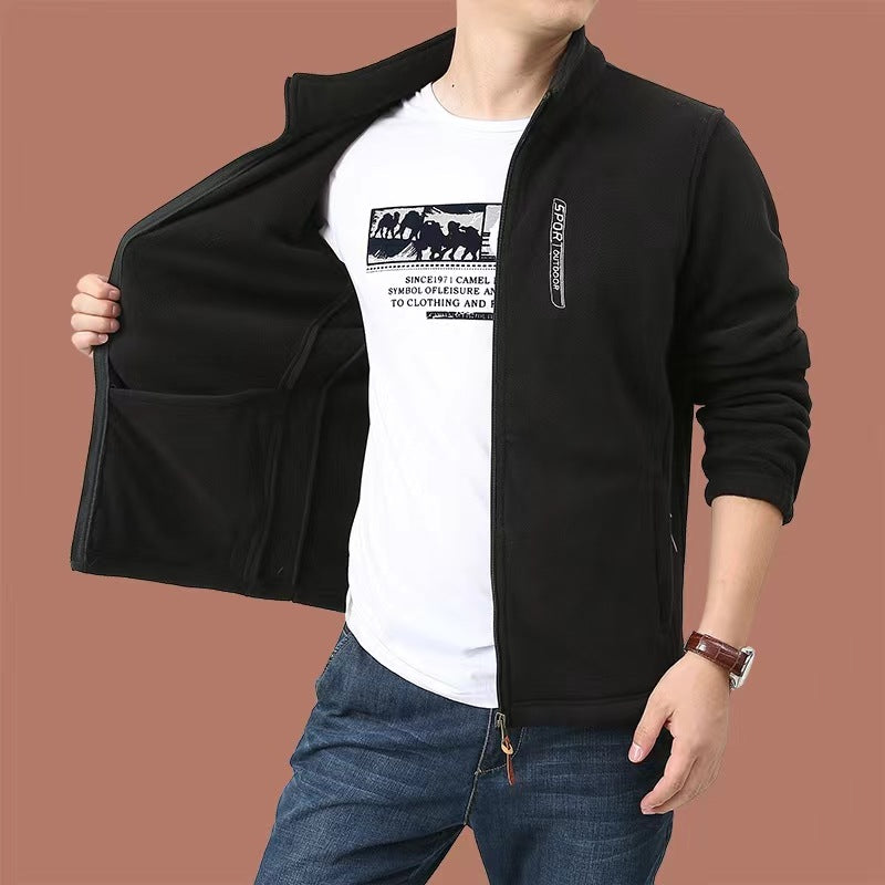 Men's fleece jacket with full zip, stand-up collar and side pockets Chichicherry