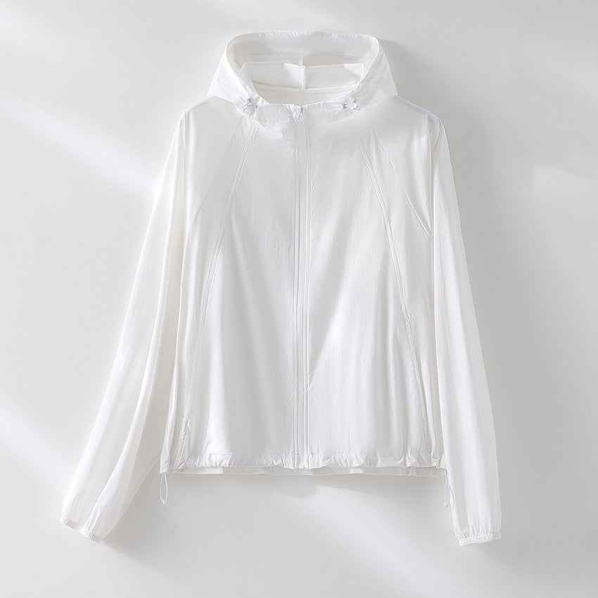Women's Ultralight Hooded Wind Jacket with Raglan Sleeves and Zipper Pockets Chichicherry