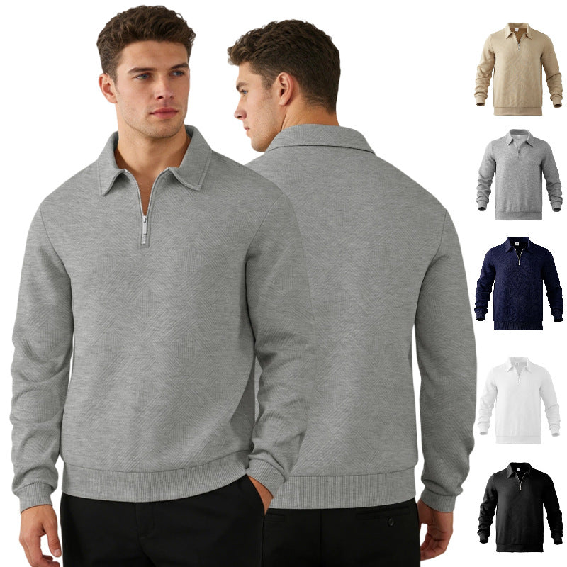 Men's Structured Half-Zip Sweater with Collar and Ribbed Cuffs Chichicherry