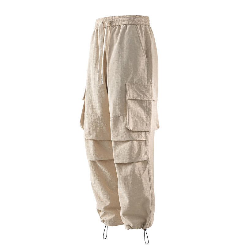 Men's cargo pants with elastic waistband, layered detail and zip hem Chichicherry