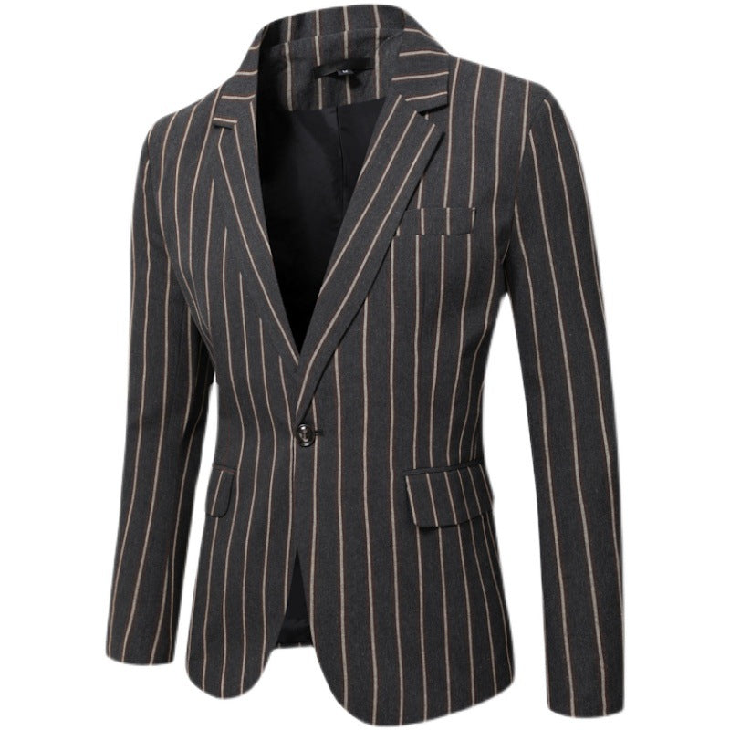 Men's Fitted Checkered Blazer with One-Button Closure and Windowpane Pattern Chichicherry