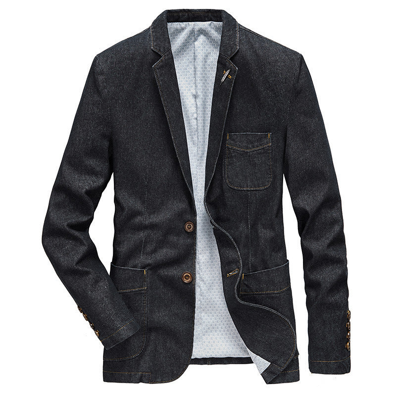 Men's denim blazer in casual look with patch pockets and contrast stitching Chichicherry
