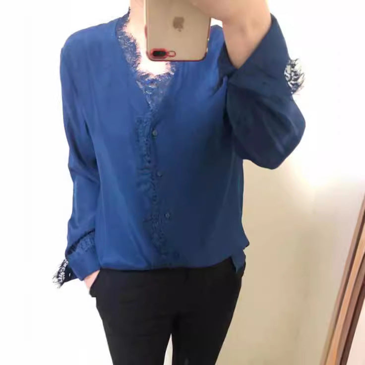 Women Elegant Blouse with Lace Decoration Chichicherry