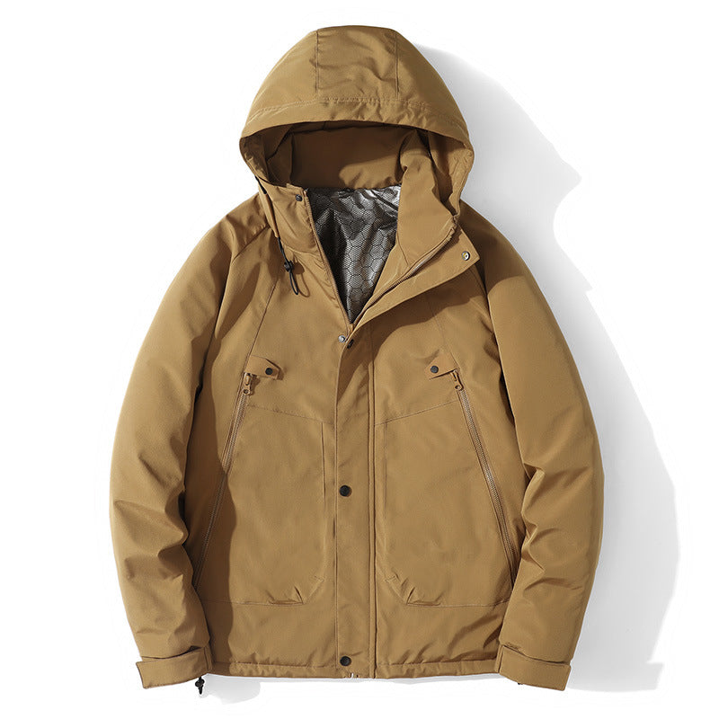 Men's Lightweight Hooded Jacket made of Softshell with Thermal Lining and Minimalist Zip Pockets Chichicherry
