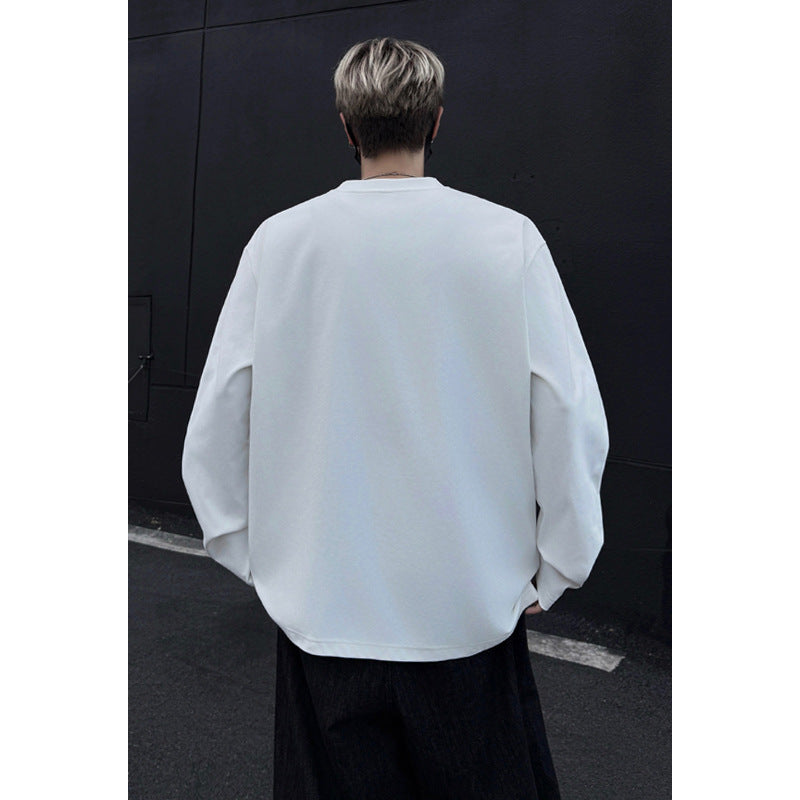 Men's Oversize Crew Neck Sweatshirt with Raglan Sleeves and Clean Minimal Design Chichicherry