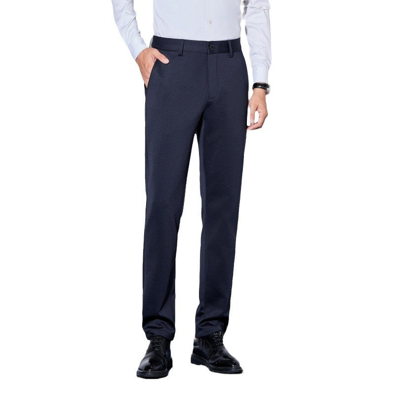 Men's Elegant Business Pants with Straight Cut and Elastic Waist Chichicherry
