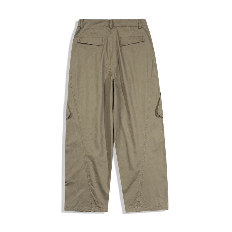 Men's Loose Technical Cargo Pants in Utility Baggy Cut with Asymmetric Flap and Pleat Pockets Chichicherry
