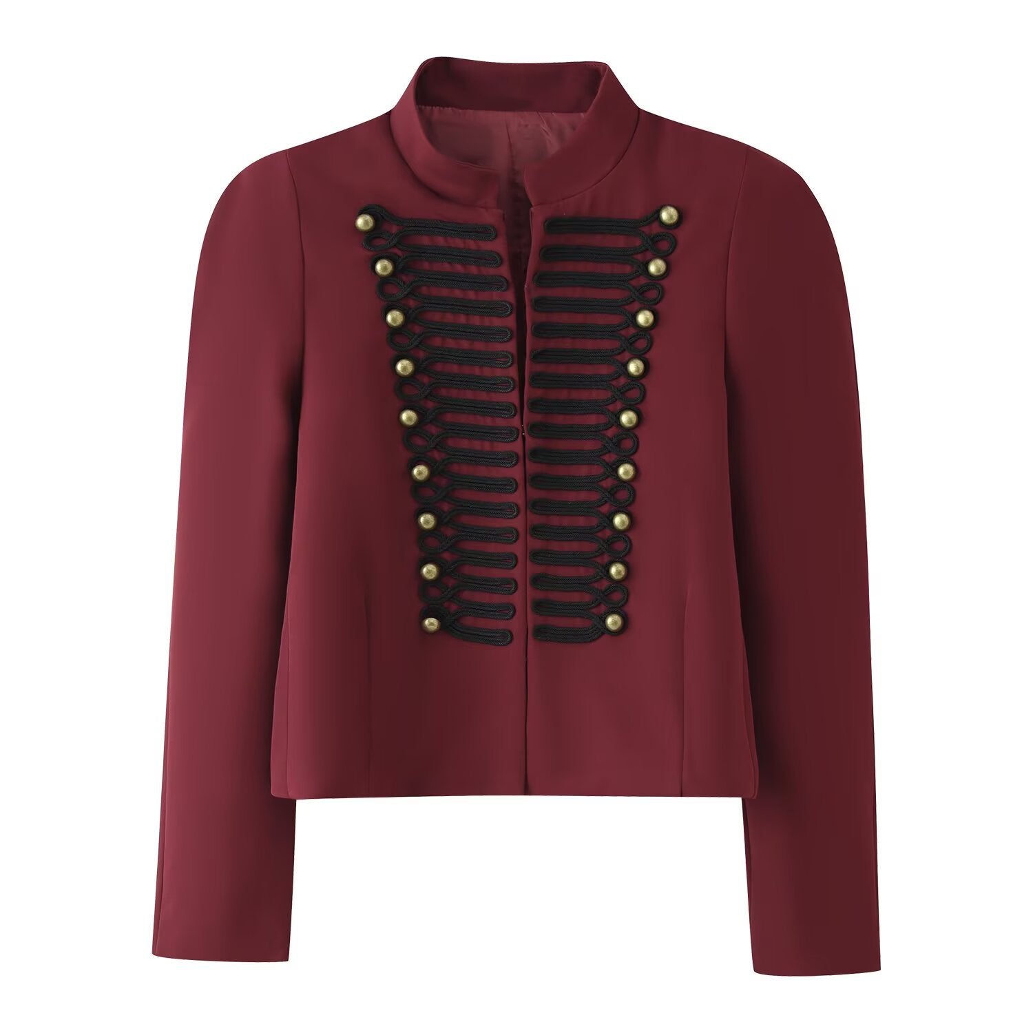 Women’s short military-style blazer with decorative cord application and stand-up collar Chichicherry