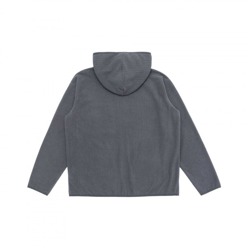 Unisex Hooded Fleece Jacket with Full Zip, Textured Knit and Chest Zip Pocket Chichicherry
