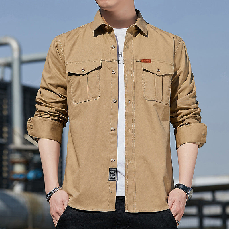 Men's utility overshirt made of cotton blend with chest patch pockets and reinforced seams Chichicherry