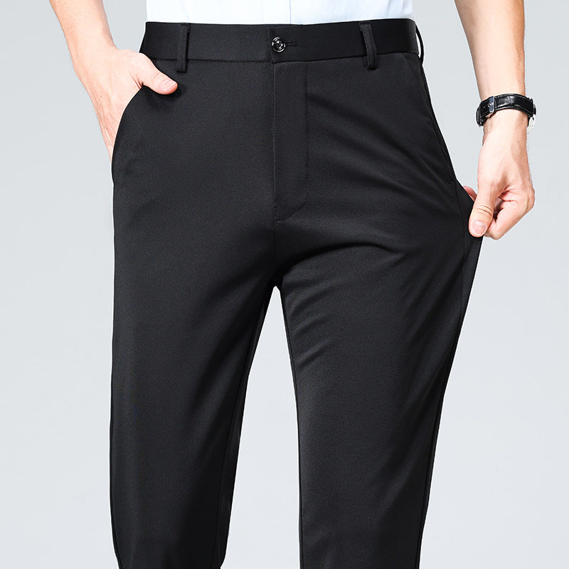 Men's Slim Business Chino Pants with Stretch Twill, Crease & Concealed Zipper Pockets Chichicherry