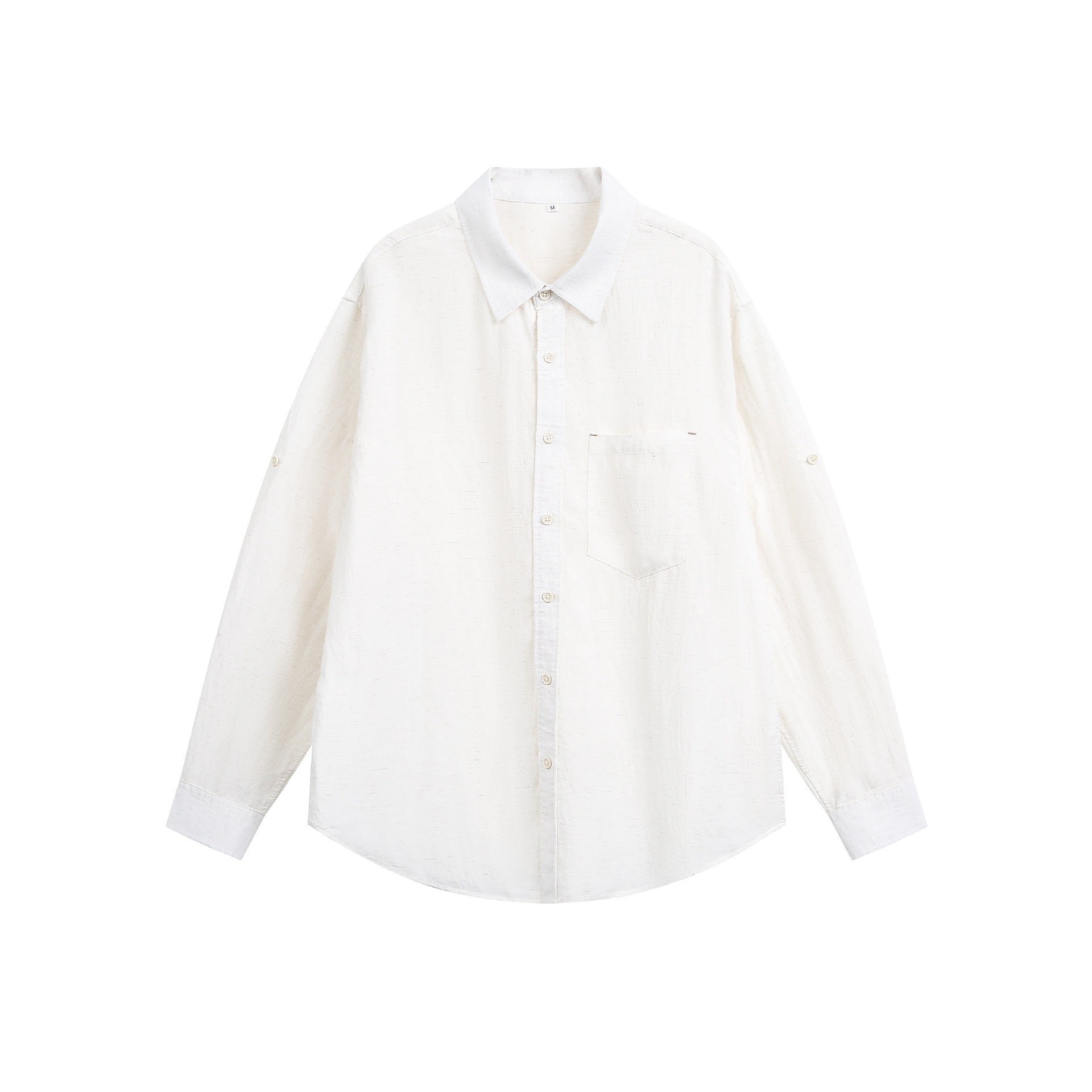 Unisex Oversize shirt jacket made of lightweight linen blend with Kent collar and patch chest pocket Chichicherry