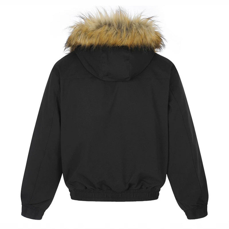 Women's padded winter jacket with removable faux fur hood, high inner collar, and elastic hem Chichicherry