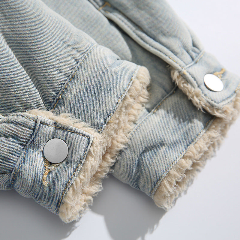 Unisex Oversize Denim Jacket with Teddy Lining and Sherpa Collar Chichicherry