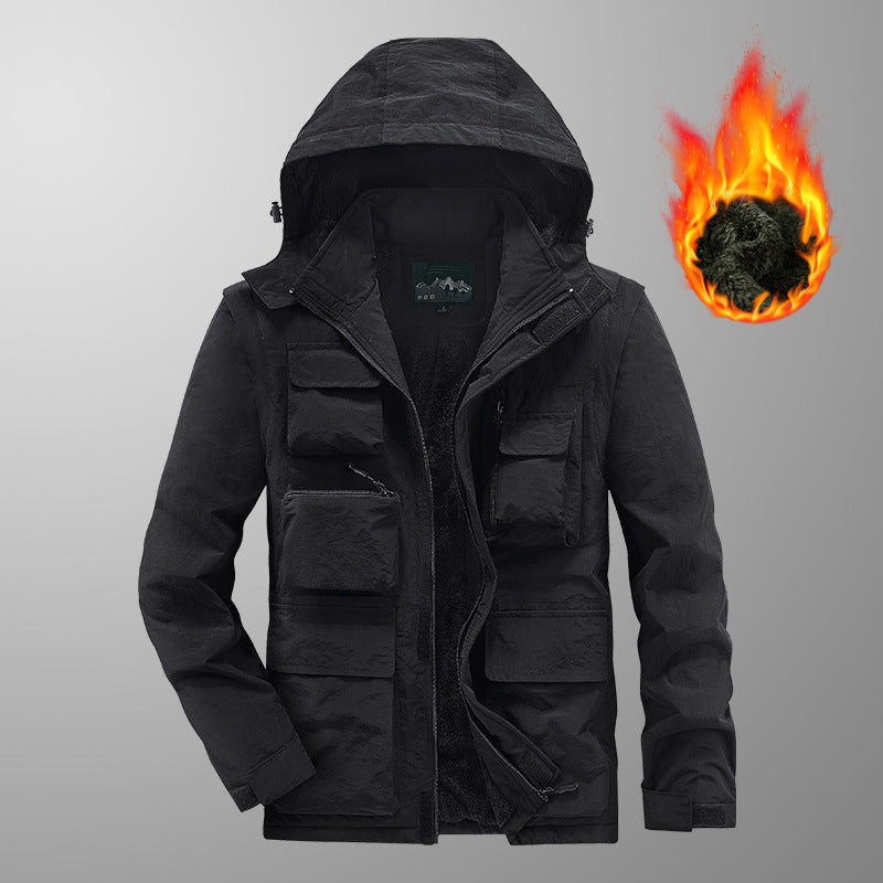 Men's Warming Multi-Function Parka with Teddy Fleece Lining, Hood and Utility Pockets Chichicherry