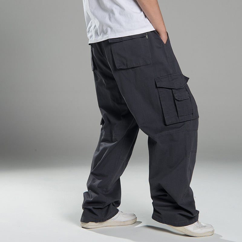 Men's Oversized Cargo Pants with Wide Leg, Multiple Pockets and Reinforced Seams Chichicherry