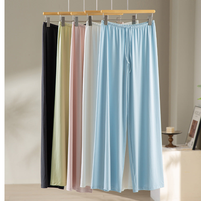 Women Wide Lounge Pants with Elastic Waistband and Drawstring Chichicherry
