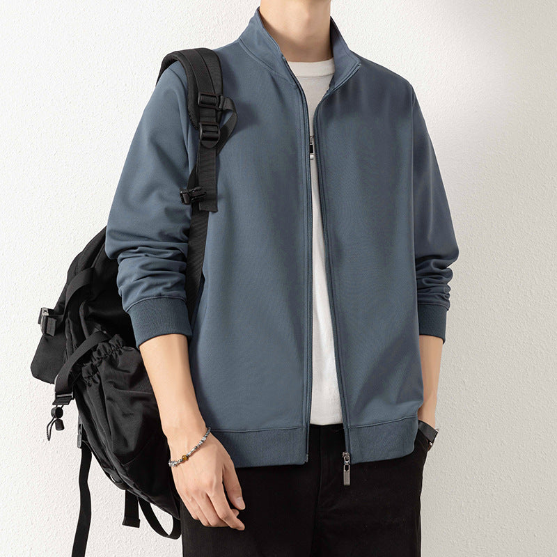 Men's Minimalist Zip Blouson Jacket made of technical stretch material with stand-up collar Chichicherry