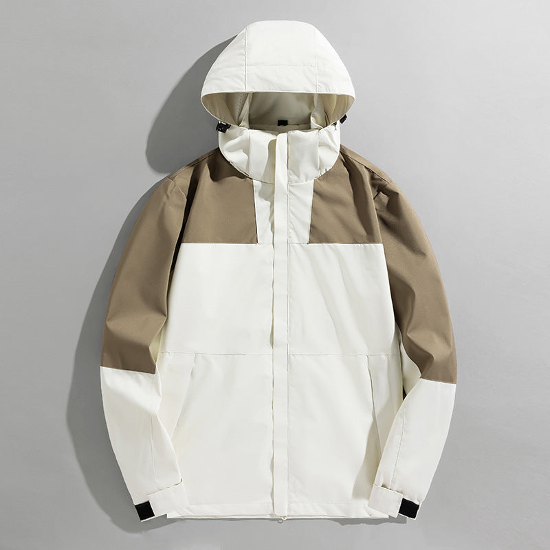 Men's lightweight two-tone softshell outdoor jacket with hood, wind and water-repellent shell and zippered pockets Chichicherry