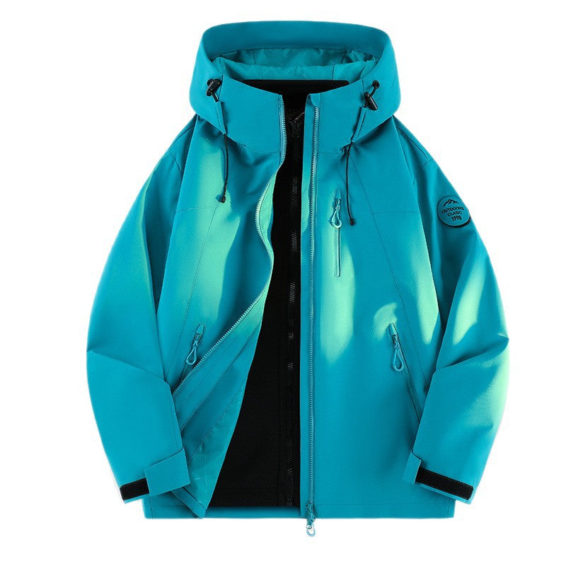 Women Lightweight Waterproof Hooded Jacket with Teddy Charm and Concealed Zipper Pockets Chichicherry