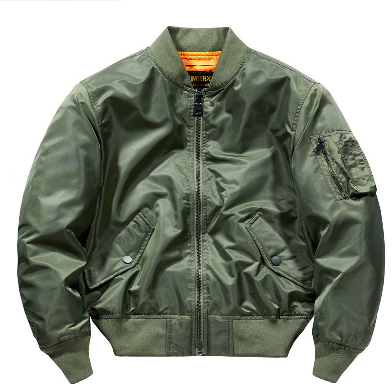 Men's Short Cut Nylon Pilot Bomber with Hidden Inner Pockets and Arm Pocket Chichicherry