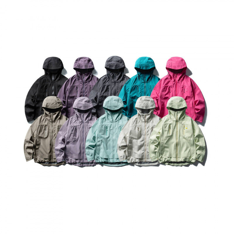 Unisex Lightweight Softshell Outdoor Jacket with Adjustable Hood, Water-Repellent Membrane, and Ergonomic Breast Pockets Chichicherry