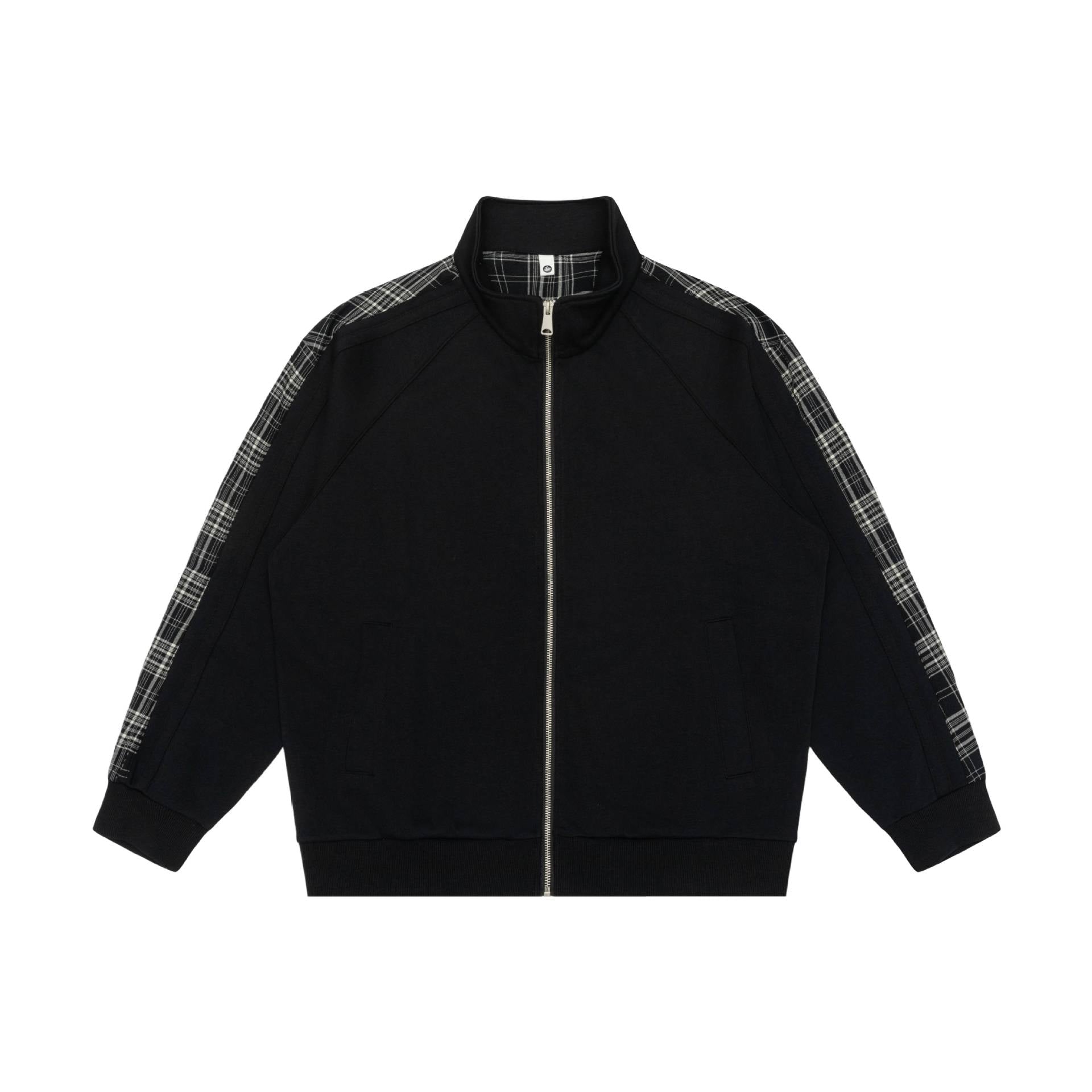 Women's sweat jacket with stand-up collar and checked shoulder stripe Chichicherry