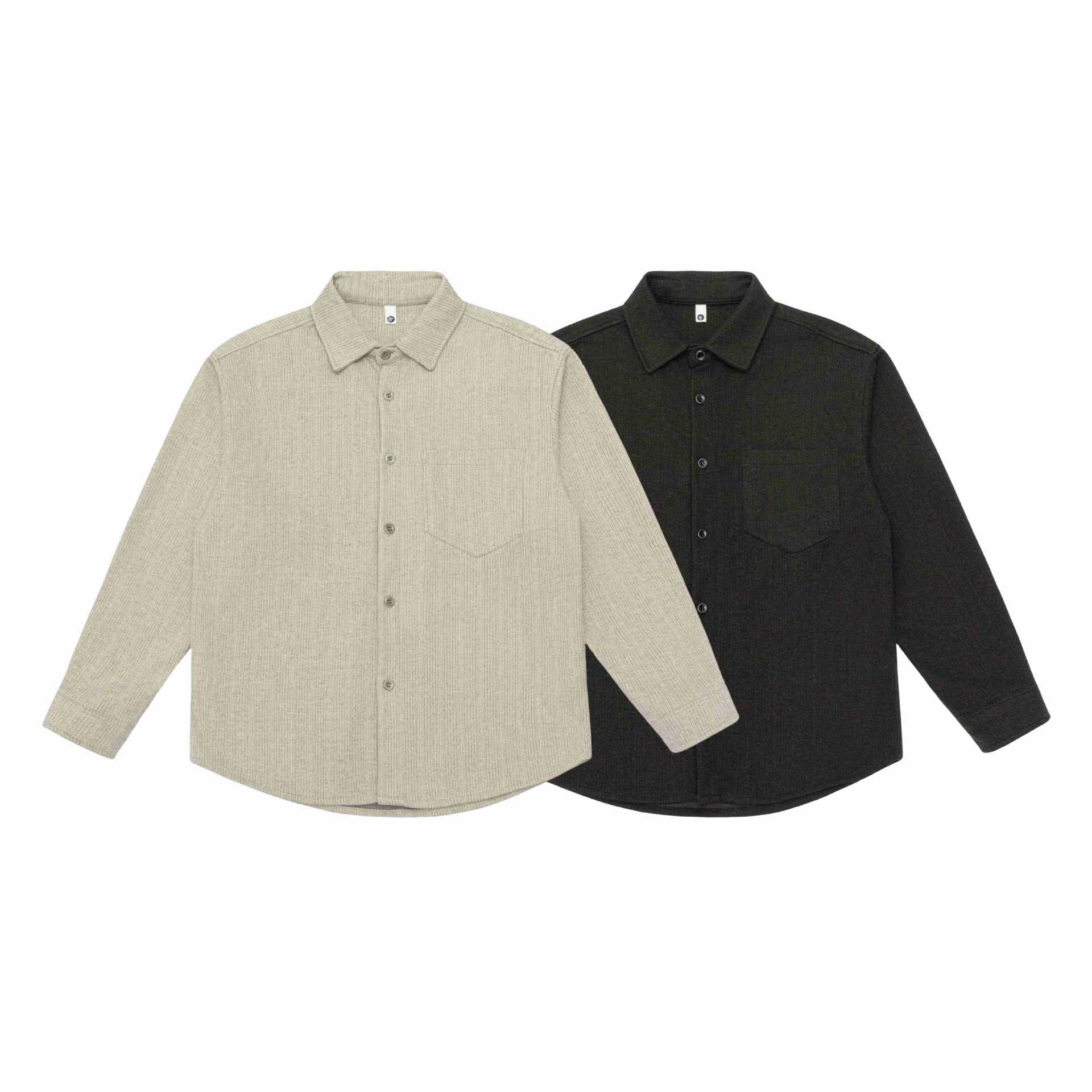 Men's shirt jacket made of wool blend with pointed collar and chest patch pocket Chichicherry