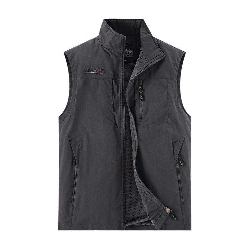 Men's Technical Outdoor Vest with breathable mesh lining, zippered pockets & standing collar Chichicherry