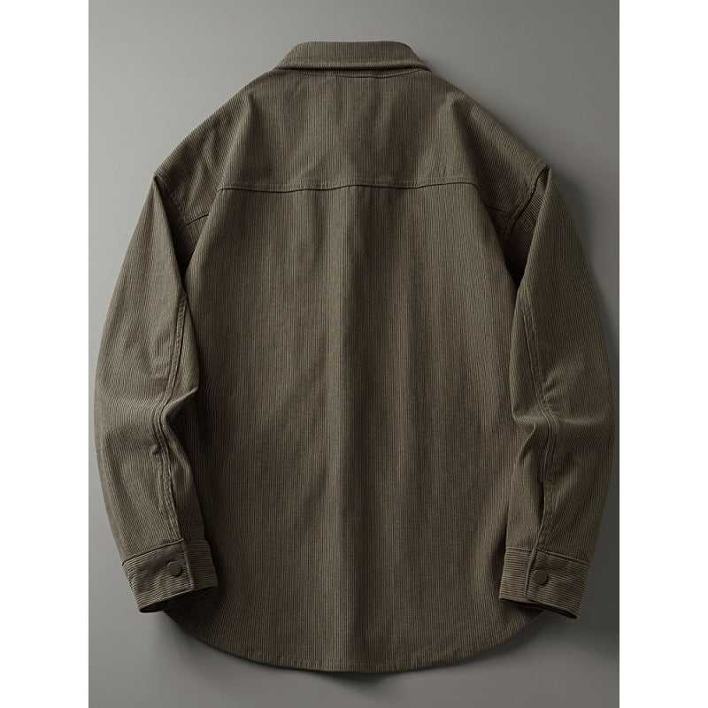 Herren Cord-Overshirt im Worker-Look mit Druckknopfleiste und aufgesetzter Brusttasche Chichicherry