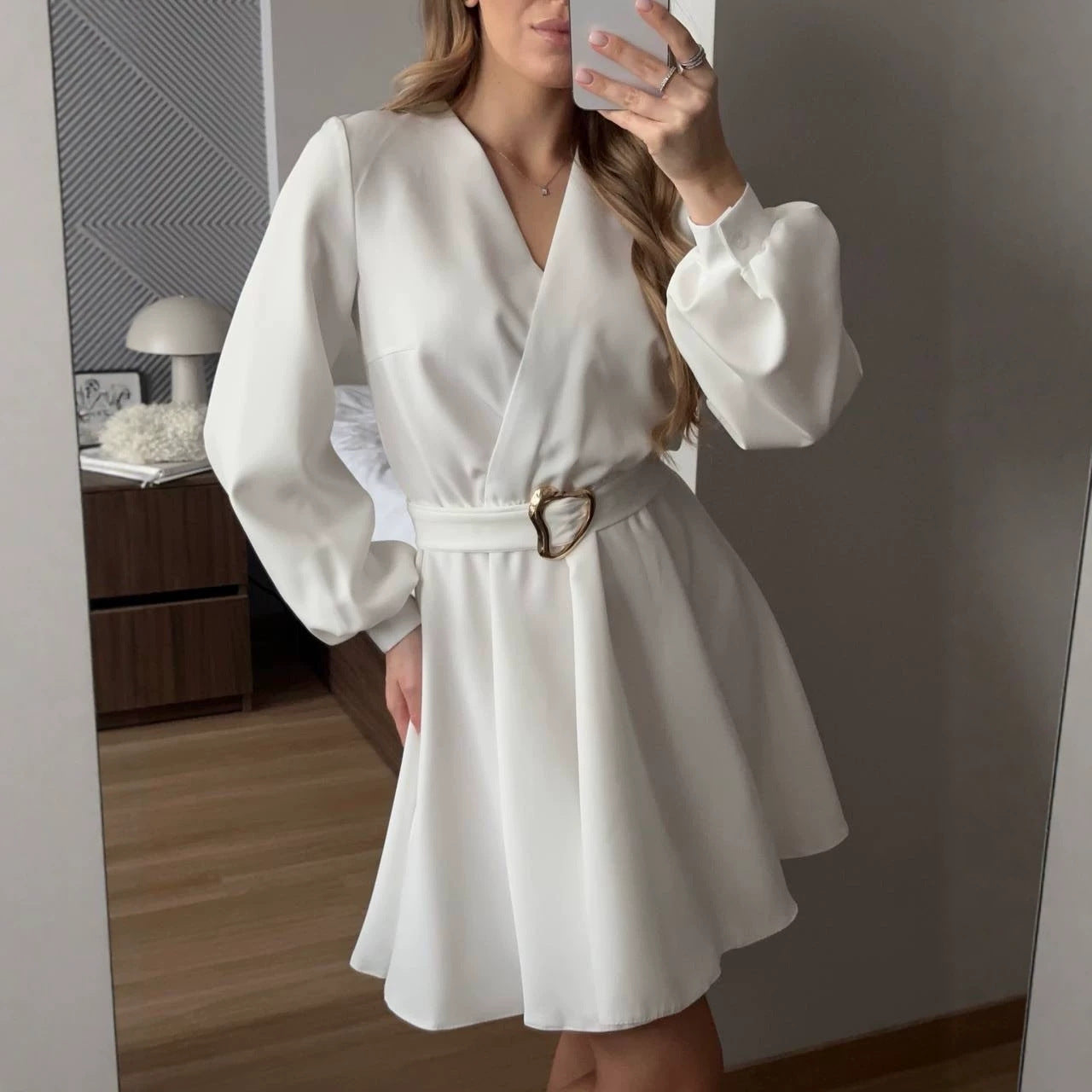 Damen Wickelkleid mit tailliertem Herzgürtel und voluminösem Swing-Rock Chichicherry