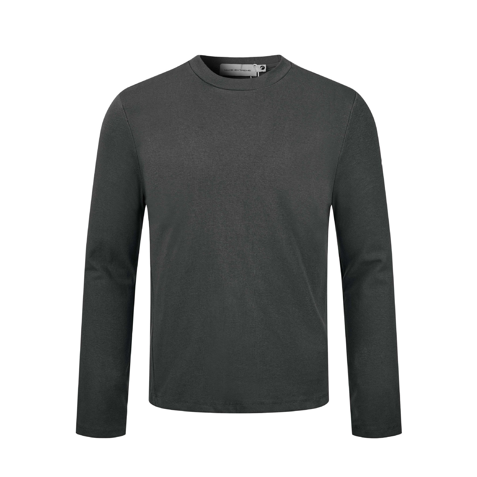 Unisex Fine Long Sleeve Basic Shirt with Round Neck and Slim Fit Chichicherry