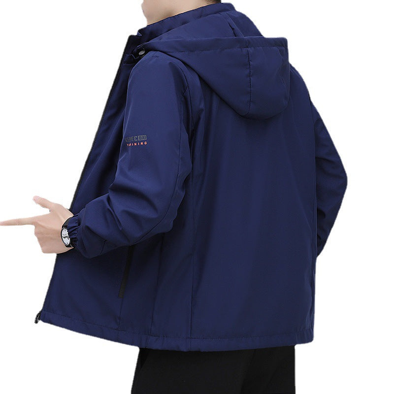Men's lightweight softshell hoodie jacket with windproof membrane, zip pockets, and elastic cuffs Chichicherry