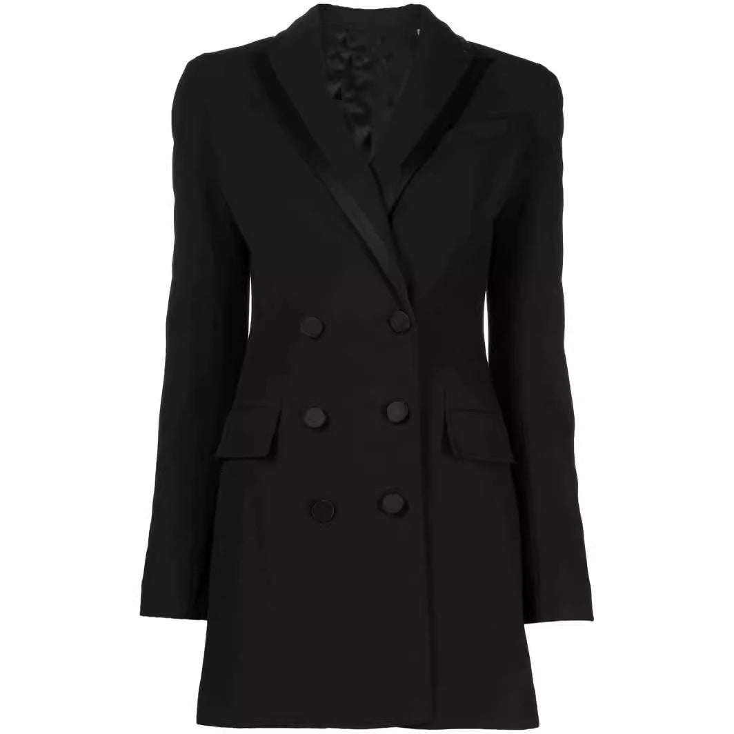 Women's Short Blazer Dress in Double-Breasted with Tailored Fit Chichicherry