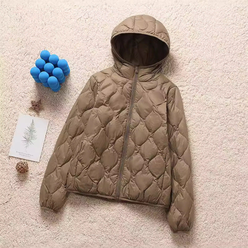 Women's hooded quilted jacket with teardrop-shaped quilting and ultra-light thermal filling Chichicherry