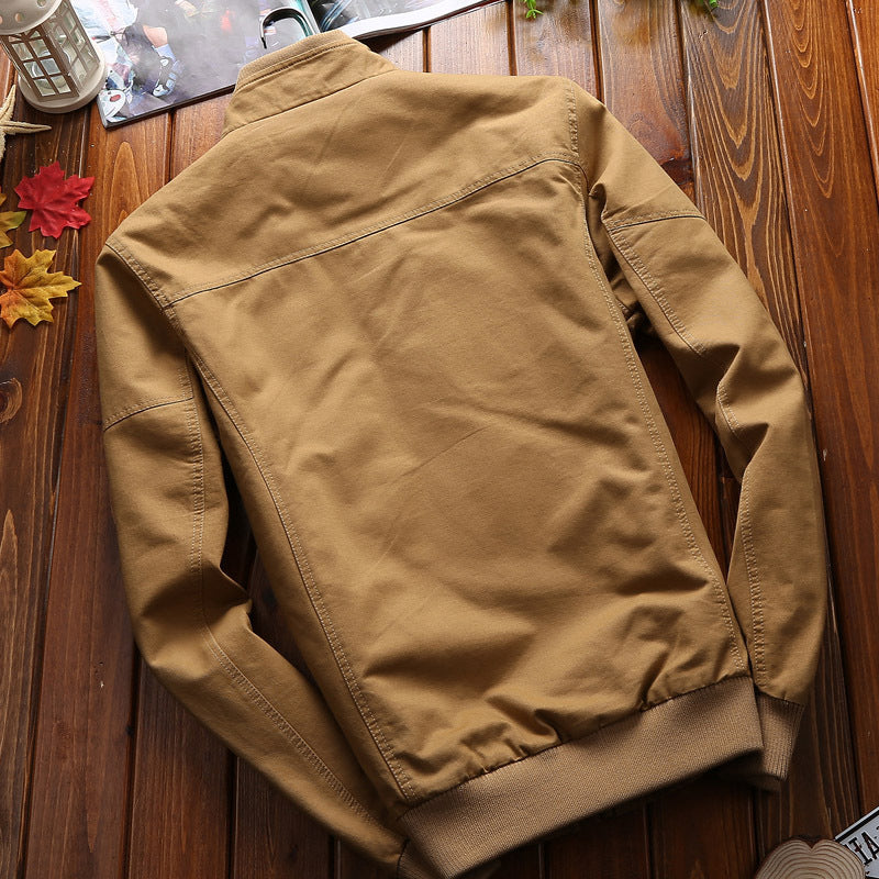 Men's sturdy canvas bomber jacket with epaulettes, flap pockets, and ribbed cuffs Chichicherry