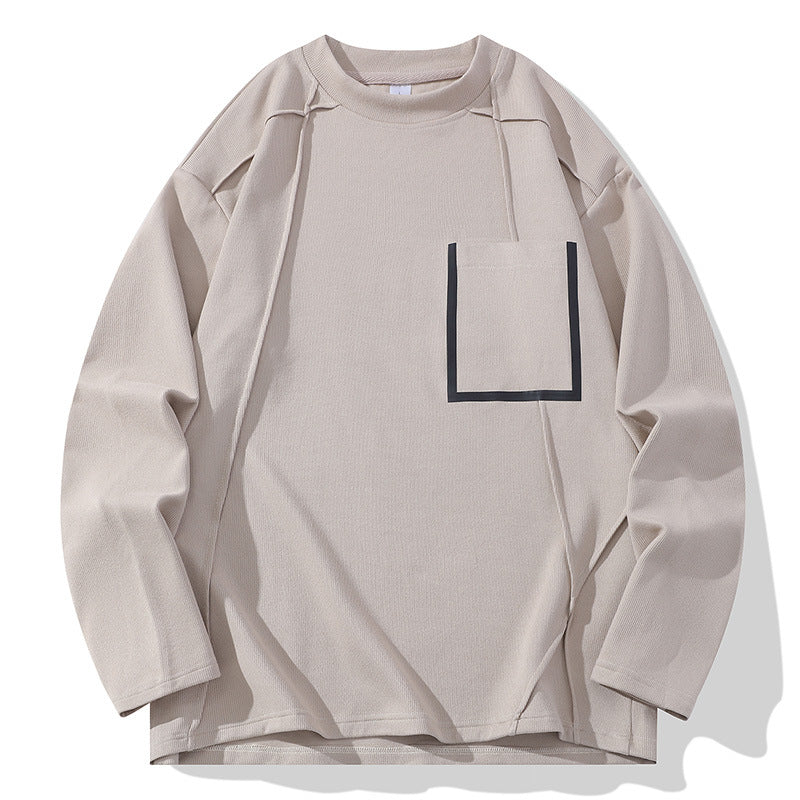 Men's Oversized Long Sleeve Shirt made of textured cotton blend with chest pocket detail Chichicherry