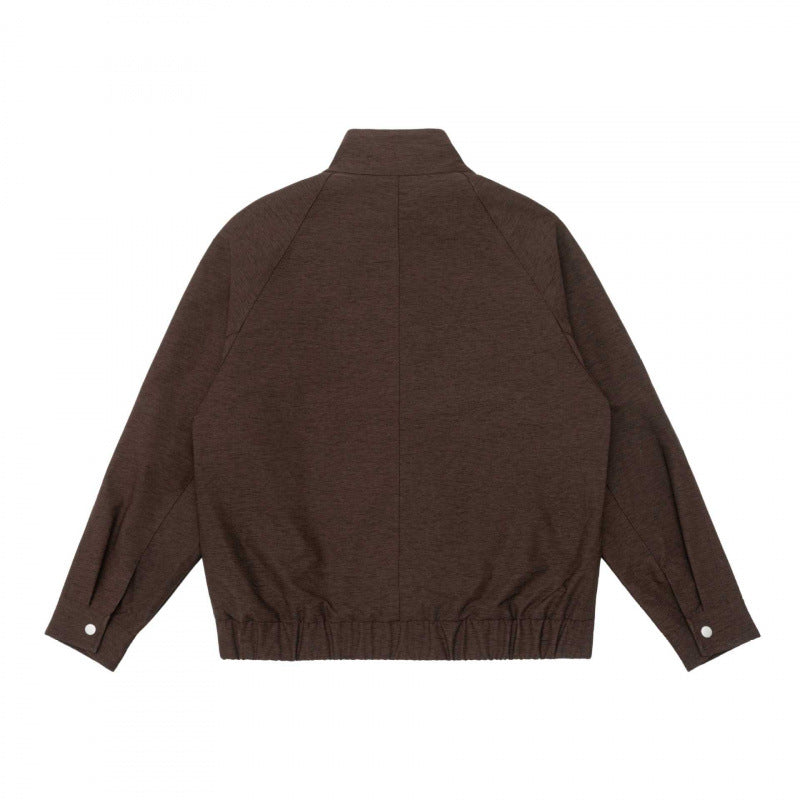 Men's Boxy Zip Blouson made of mottled knit fabric with striped collar lining and elastic hem Chichicherry