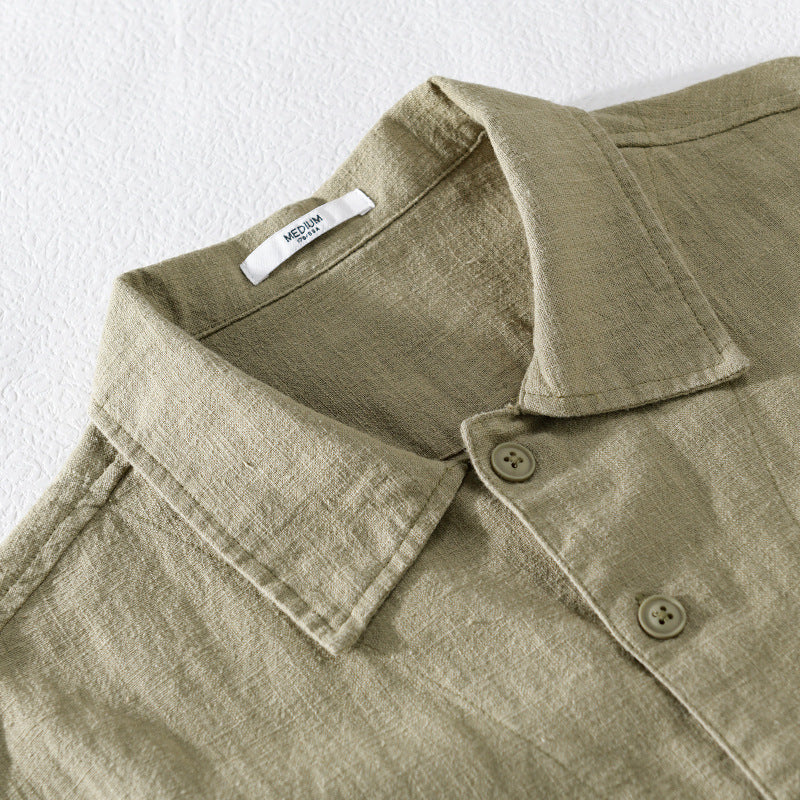 Men's linen shirt jacket with patched pockets and casual fit Chichicherry