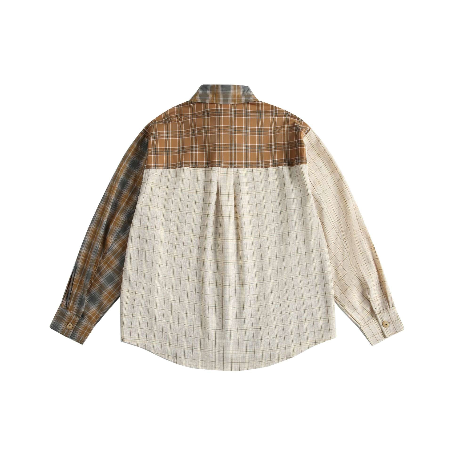 Men's Checkered Patchwork Shirt in Overshirt Style Chichicherry