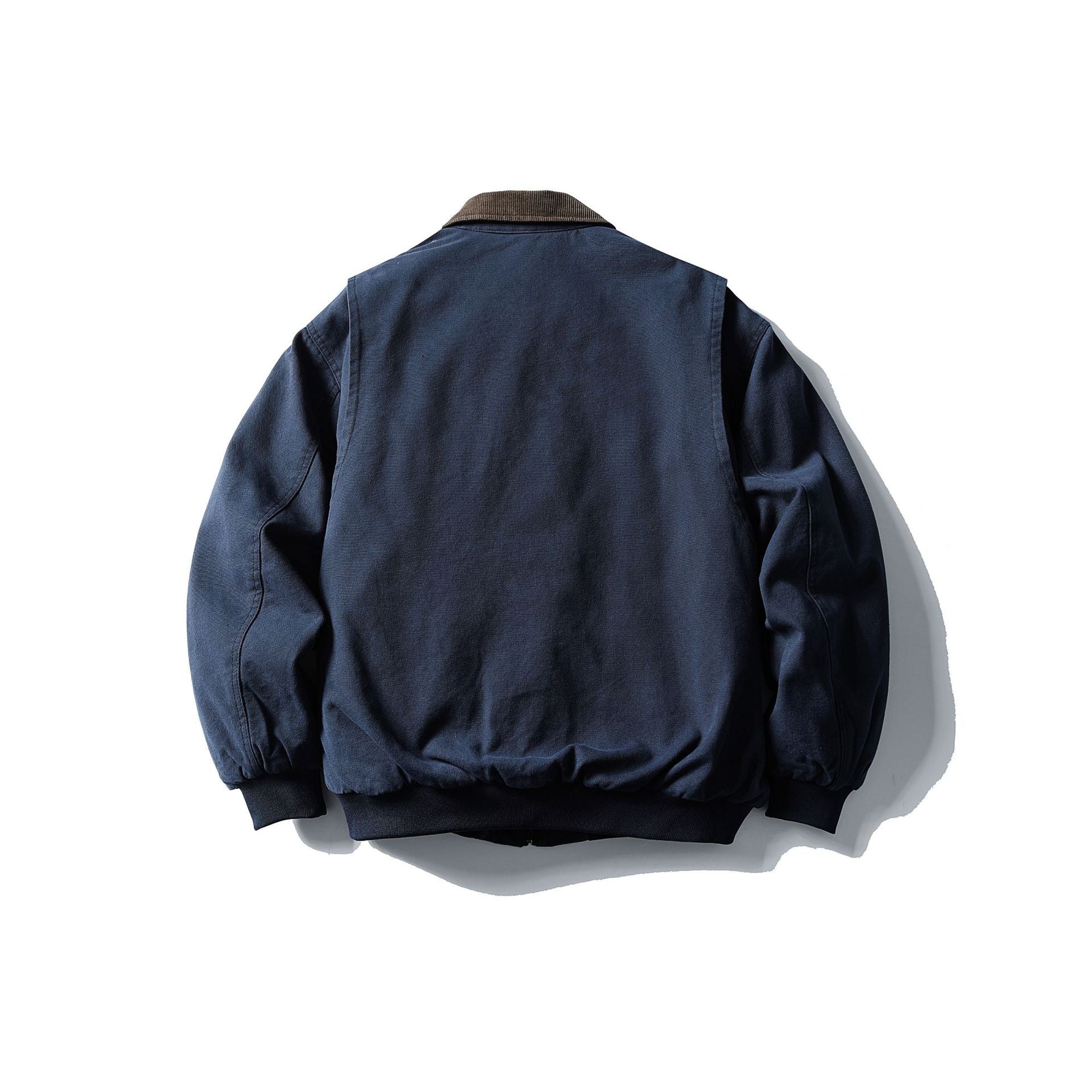 Men's Robust Canvas Jacket with Cord Collar and Utility Pockets Chichicherry
