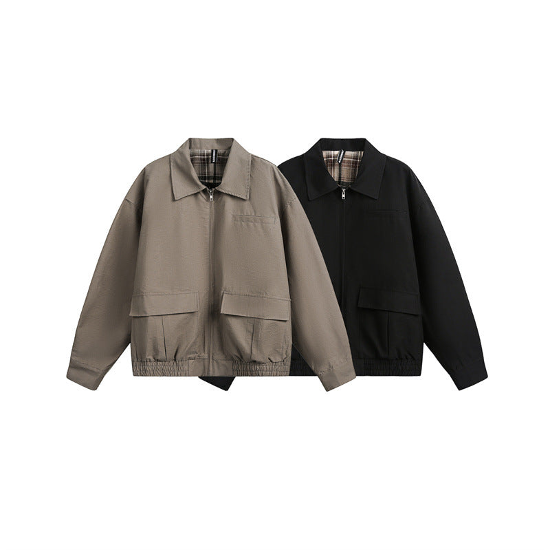 Unisex Lightweight Boxy Field Blouson in Utility Look with Patch Flap Pockets and Elastic Hem Chichicherry
