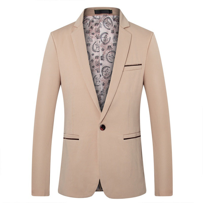 Men's Tailored One-Button Blazer made of structured cotton blend with satin lining and notch collar Chichicherry