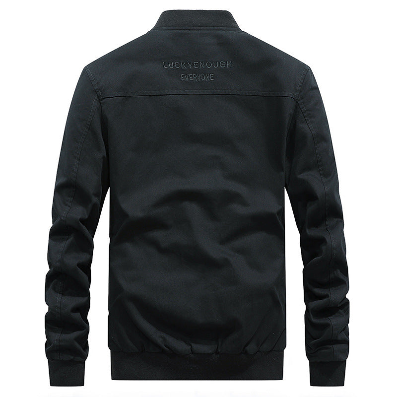 Men's Utility Field Jacket with Stand Collar, D-Ring Details and Zipper Pockets Chichicherry