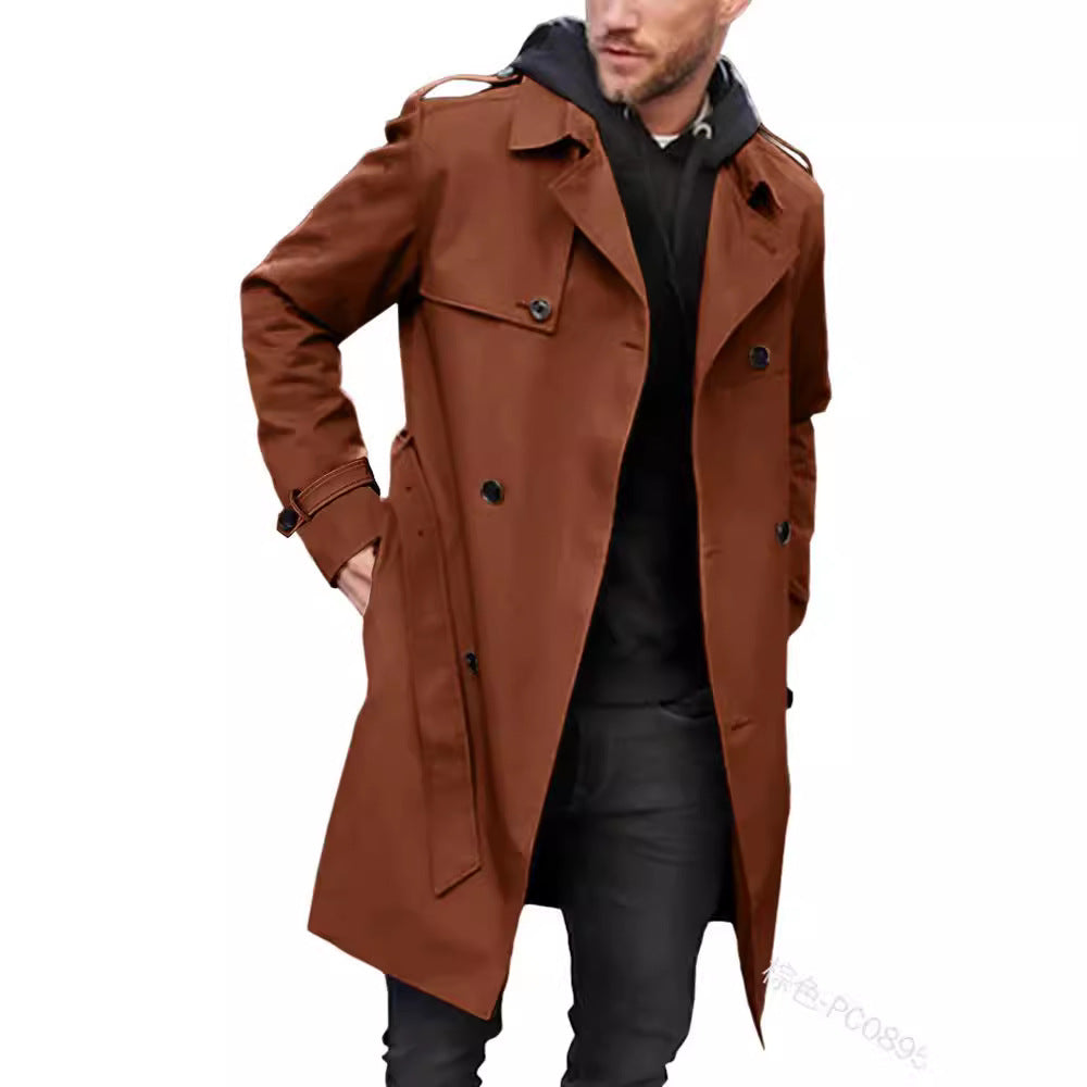 Men's Lightweight Double-Breasted Trench Coat with Water-Repellent Coating Chichicherry
