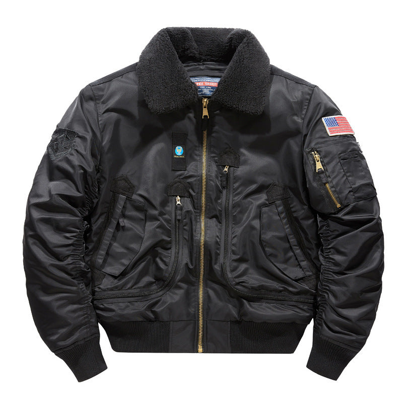 Men's bomber jacket in pilot style with sherpa collar and multifunctional zip pockets Chichicherry