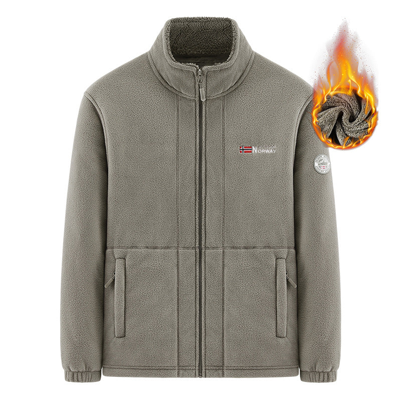 Men's Insulating Zip Fleece Jacket with High Collar and Soft Teddy Lining Chichicherry